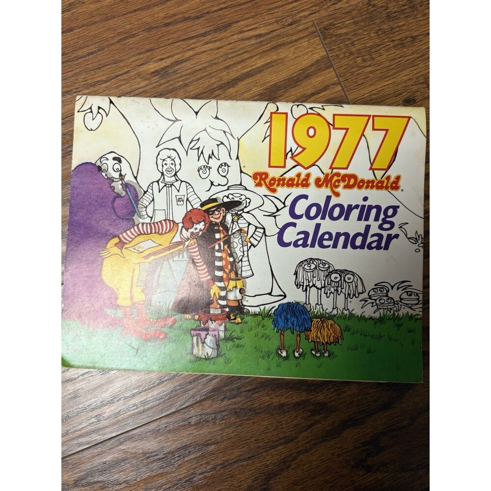 1977 Ronald McDonald Coloring Calendar Vintage McDonaldland Characters